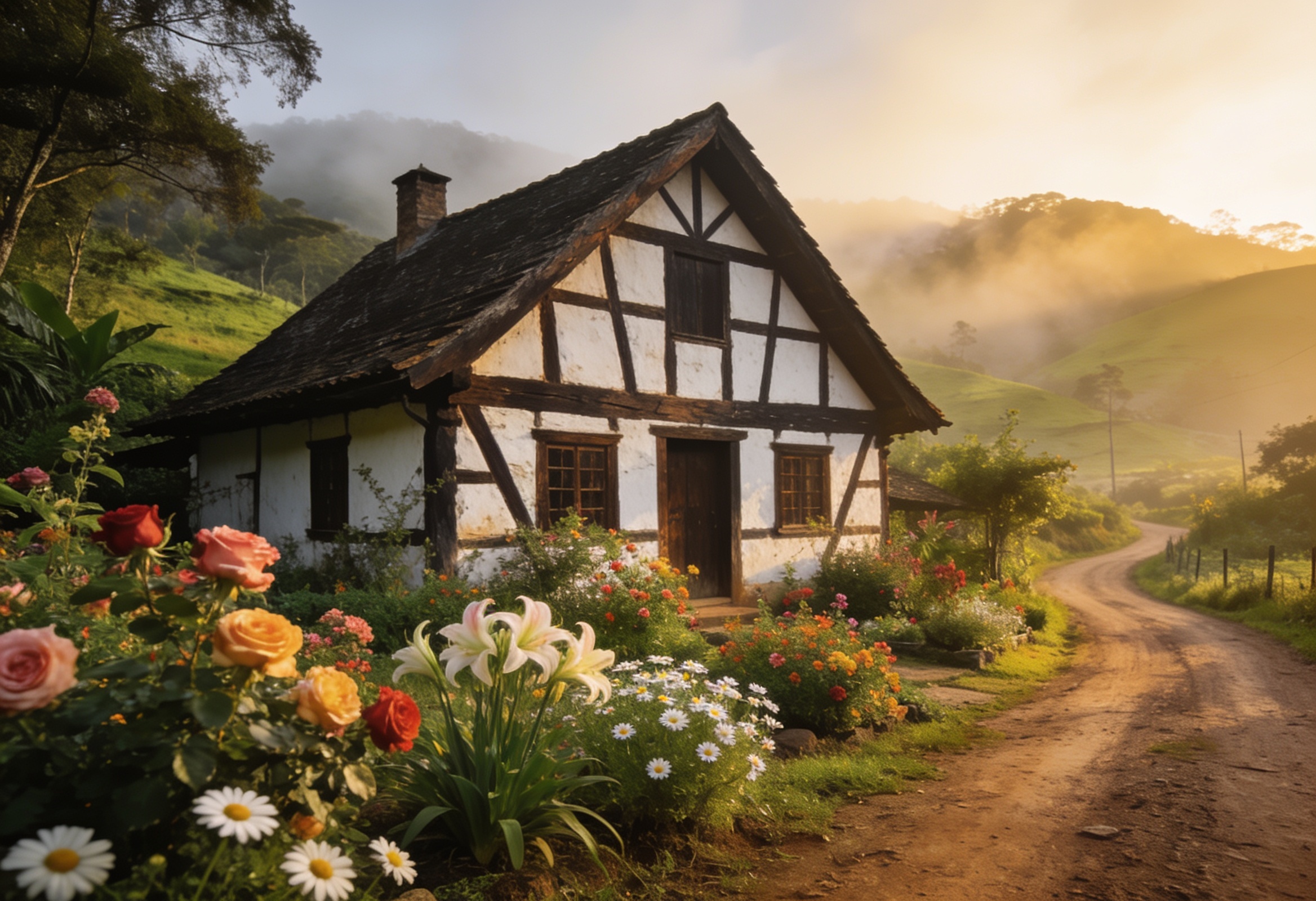 Casa enxaimel alemã em área rural de Joinville, preservada desde a colonização do século XIX