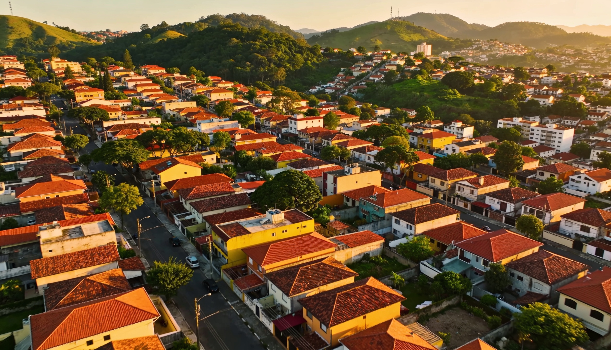 Vista aérea da Zona Sul de Joinville, mostrando bairros residenciais e vegetação subtropical